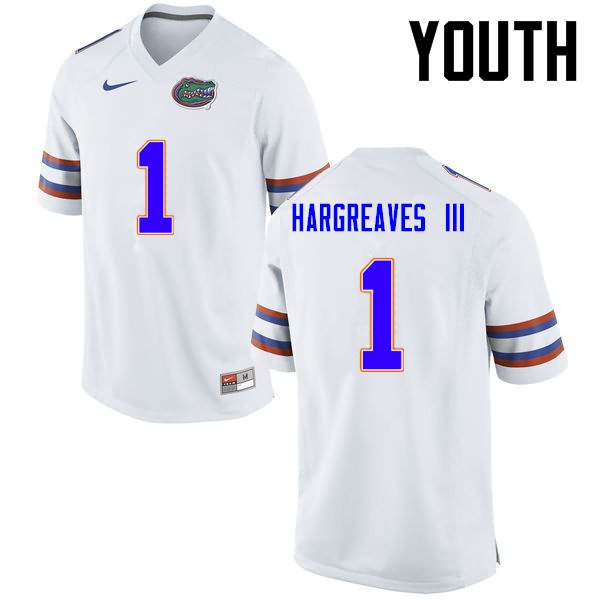 NCAA Florida Gators Vernon Hargreaves III Youth #1 Nike White Stitched Authentic College Football Jersey HHA2164ND